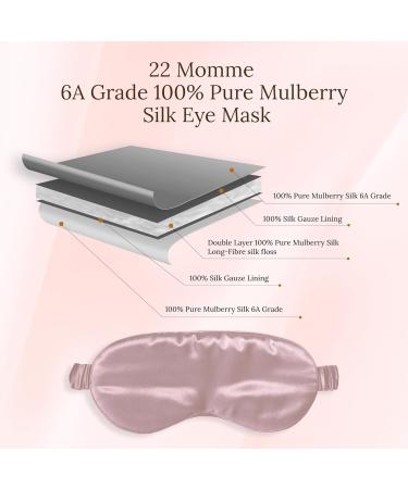 SILKSLEEK 22 Momme Pure Mulberry Silk Sleeping Eye Mask - 100% Silk Filled Travel Essentials for Super Soft Comfort - Blush Pink - Buy Online on GoSupps.com