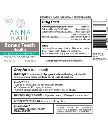 Bone & Teeth Health Cell Salts 3 Schuessler Cell Salts Blend for Bone & Dental Health Tooth Remineralization Cavity Protection & Gum Support | 60 ml Oral Spray for Kids & Adults by AnnaKare - Buy Online on GoSupps.com