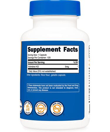 Nutricost Yohimbine HCl 5mg - 120 Capsules | Premium Fat Burner & Performance Enhancer - Buy Online on GoSupps.com