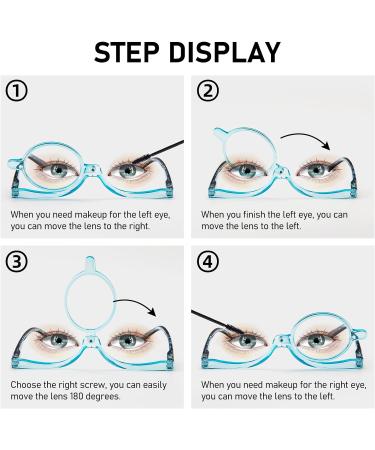 MMOWW Makeup Reading Glasses Blue 1.5x - Flip-Down Single Lens Rotating Glasses for Women | Magnifying Makeup Glasses - Buy Online on GoSupps.com