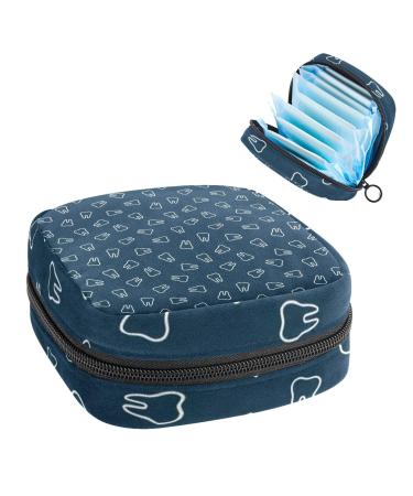 Sanitary Napkin Storage Bag Teeth Print Pattern Menstrual Cup Pouch Nursing Pad Holder Tampon Bags Feminine Product Pouches Portable Period Kit Bag Color 4
