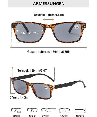 Lanomi Vintage Sunglasses & Reading Glasses - UV400 Gray Lens Tortoise Design 3.0 Diopter - Stylish Outdoor Reader with Spring Hinges - Buy Online on GoSupps.com