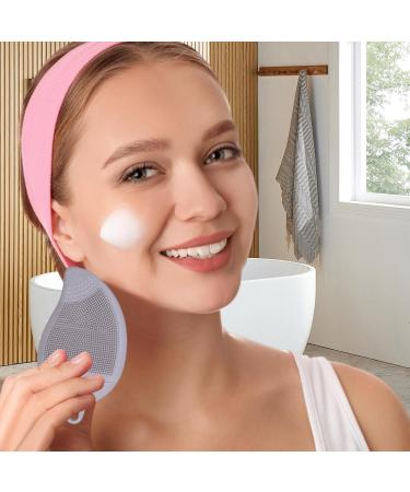Uozonit Facial Cleanser Facial Cleanser Double-Sided Facial Cleansing Brush Made of Soft Silicone Manual Skin Care Scalp Brush Versatile Hand Scrubber Light Grey - Buy Online on GoSupps.com