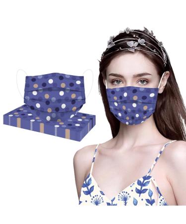 WEXCV 10 pieces evergreen blue print Mouth protection with motif bandanas washable 3D dustproof mouth and nose protection facial cover reusable breathable face cover soft elastic l h