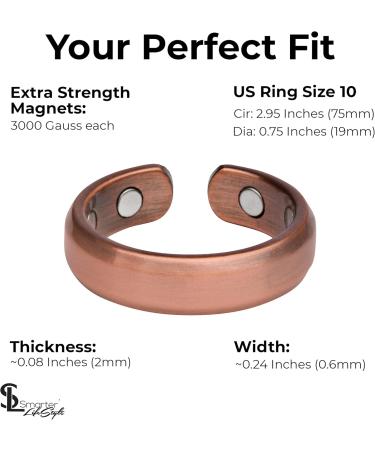 Smarter Lifestyle Copper Magnetic Therapy Ring - Pain Relief for Arthritis & Carpal Tunnel Syndrome (2-Pack) - Size 10 - Buy Online on GoSupps.com