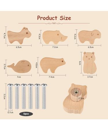 Rickwayy 6-Piece Wooden Cabinet Handles | Animal-Themed Furniture Buttons for Cupboards & Drawers | Ideal for Children's Rooms | Includes Screws - Buy Online on GoSupps.com