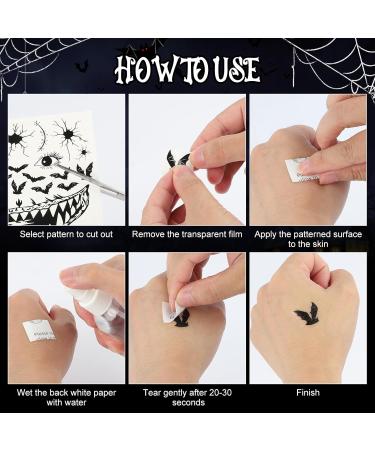 12 Sheets Halloween Face Tattoos Luminious Halloween Tattoos for Adults Kids Glow in The Dark Waterproof Halloween Temporary Tattoos for Horror Makeup Halloween Decor Party Supplies - Buy Online on GoSupps.com