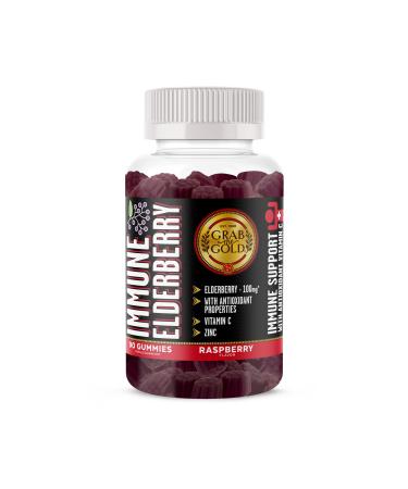 Grab The Gold Elderberry Gummies with Vitamin C & Zinc | Immune Support Gummies Vegan Gluten-Free | 45 Day Supply