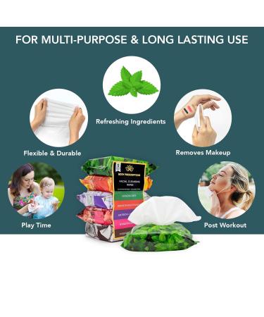 Body Prescriptions Makeup Remover Wipes 5-Pack - 150 Facial Cleansing Cloths, Removes Makeup, Mascara, Dirt, Oil - Mint, Rosehip, Vitamin C, Lavender, Coconut - Buy Online on GoSupps.com