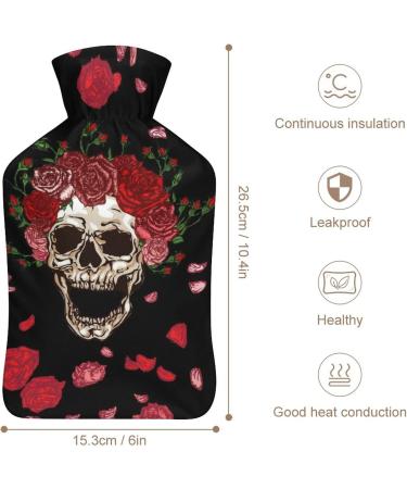 Buy Flower Skull Hot Water Bottle with Plush Cover | Cozy Hand Warmer for Adults & Kids - 26.5x15.3cm International Shipping - Buy Online on GoSupps.com