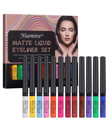 Matte Liquid Eyeliner Eyeliner Pen Eyeliner Waterproof Eyeliner Colorful Eyeliner Abbey for Cosplay and another look easy to color waterproof wiped 12 colors - Buy Online on GoSupps.com