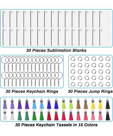 120Pcs Sublimation Keychain Blanks Set with Tassels, Rings & Jump Rings - DIY Crafting Kit - Buy Online on GoSupps.com