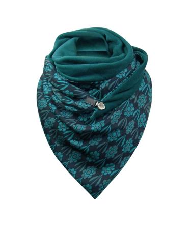 Hanxiulin women scarves warm triangular scarf Elegant Print triangular cloth Long scarf flowers lid bib triangular scarf unit size green