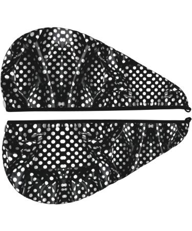 Super Absorbent Black & White Corrugated Dots Hair Cap for Quick Drying | Soft Elastic Wrap for Long Thick Hair | Women's Hair Care - Buy Online on GoSupps.com