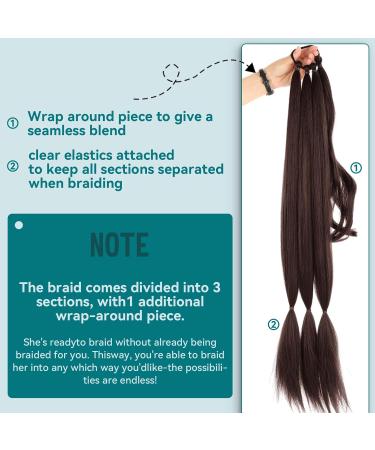 EMMOR Long Braided Ponytail Extension with Hair Straight Wrap Around Ponytail Hair Extensions with Hair Tie Soft healthy Synthetic Hair Piece for Women girls Daily(33 inch Brown) Brown 1pc - Buy Online on GoSupps.com