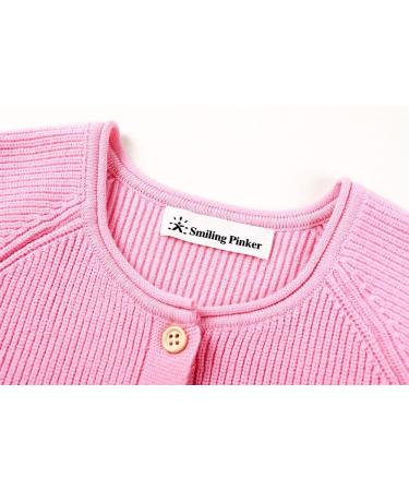 SMILING PINKER Toddler Girls Knit Cardigan | Soft & Warm Sweater with Pockets | 1-2 Years | Bright Pink - Buy Online on GoSupps.com