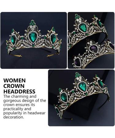 FRCOLOR Vintage Crown Headdress Rhinestone Diamond Tiara Headband Bridal Crown Baroque Queen Tiara Alloy Hair Hoop Bridal Hair Accessories for Christmas Party Headband Wedding Proms Green - Buy Online on GoSupps.com