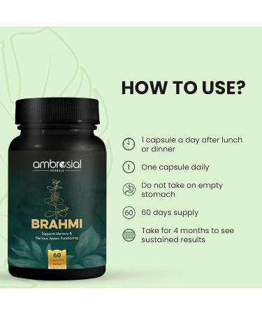 Bacopa Monnieri Brahmi Capsules - 500mg 120 Tablets | | Bacopa Extract | Non - GMO | Gluten & Allergen Free | Brain Supplement | 100% Natural Ingredients | By Ambrosial 60 count (Pack of 2) - Buy Online on GoSupps.com