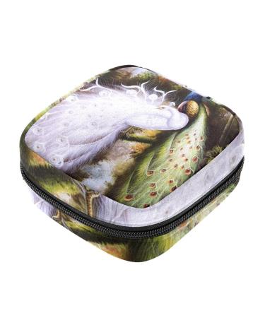 Menstruation pad bag with zipper women's napkin bag tampons collective bags for women and girls (peacock couple cozy) Color 4
