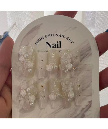 Handmade Butterfly Flower Nail Patch Handmade Wearing Nail Detachable False Nail(Size:M) - Buy Online on GoSupps.com