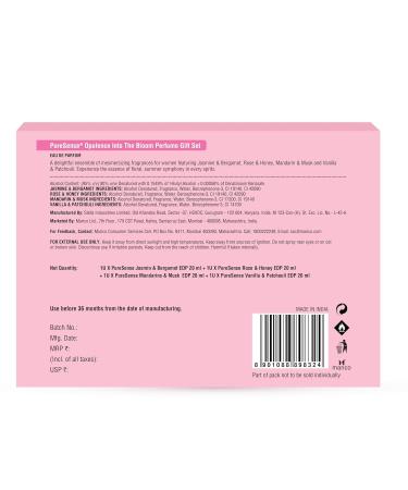 DJ Pure-Sense Into the Bloom Perfume (Vanilla + Mandarin + Jasmine + Rose) Long Lasting Women's Fragrance Gift Set (4x20ml) 80ml - Buy Online on GoSupps.com