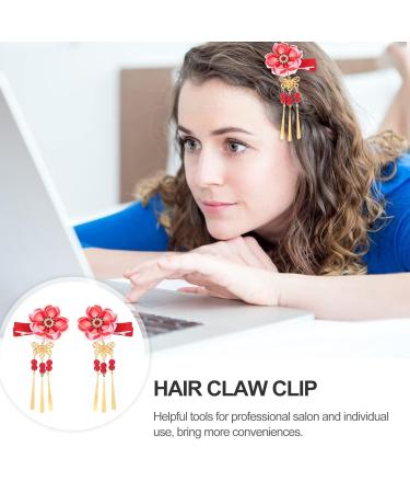 Kimono Hair Clip - Japanese Hairpin Ornament & Tie Band Clip for Women - Elegant Red Accessory - Buy Online on GoSupps.com