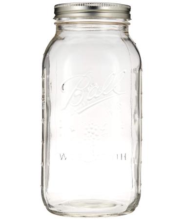 Ball Wide Mouth Half Gallon 64 Oz Jars with Lids and Bands, Set of 6 Clear