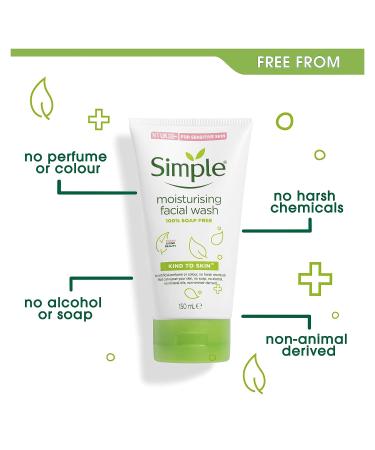 Simple Kind to Skin Moisturising Facial Wash 150ml - Gentle Daily Face Cleanser - Buy Online on GoSupps.com