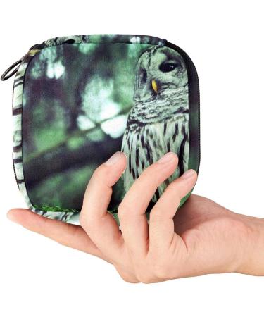 Shop Stylish Menstruation Pad Bag with Zipper | Women's Napkin & Tampon Bag - Lonely White Owl Design - Buy Online on GoSupps.com