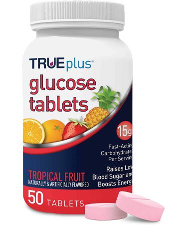 TRUEplus Glucose Tablets - 50ct Bottle, Tropical Fruit Flavor (3 Pack) - Buy Online on GoSupps.com