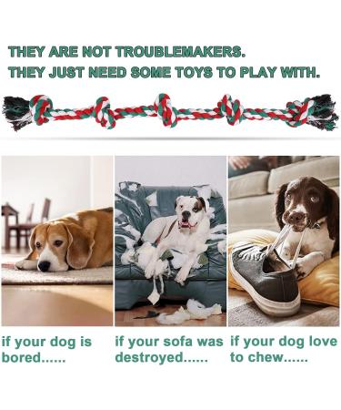 Luxmay Insmerced Rope Dog Toy - 92cm 5 Knots Durable Chew Toy for Large & Medium Dogs - Interactive Christmas Colors - International Shipping Available - Buy Online on GoSupps.com