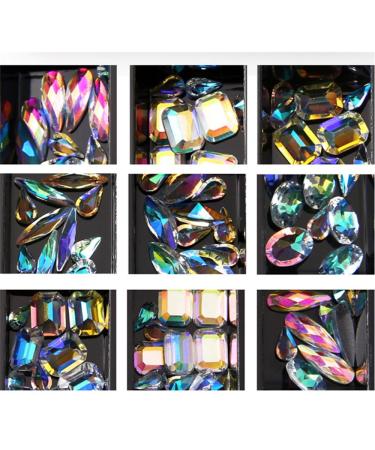 12 Grid Colorful Nail Rhinestones AB Diamond Marquise Glass Stones - Nail Art Decorations - Buy Online on GoSupps.com