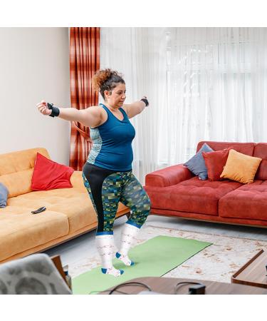 3 Pairs Plus Size Compression Socks 20-30 mmHg for Wide Calf, Men & Women, 3XL, 3PCS - White Purple Blue - Buy Online on GoSupps.com