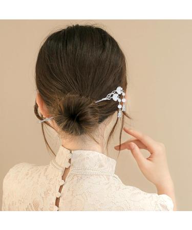 inSowni 8 Pieces Decorative Retro Crystal Pearl Silver Hair Sticks Pins with Pendants Asian Chinese Hanfu Cloud Star Lotus Flower Hair Forks Chopsticks Bun Updo Holders Long Hairpins for Women Girls - Buy Online on GoSupps.com