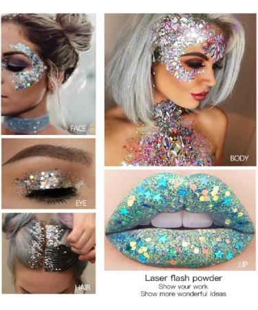 Mermaid Sequins Body Glitter Gel - Long Lasting Makeup for Face, Body, Hair, and Eyes - Silver - Perfect for Festivals and Parties - Easy to Apply and Remove - Buy Online on GoSupps.com