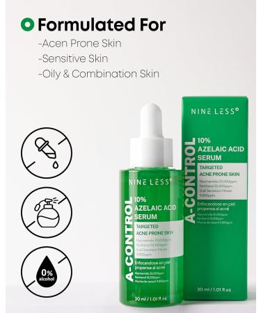 Nineless 10% Azelaic Acid Serum with Niacinamide & Snail Mucin - Redness Relief & Dark Spot Corrector for Face - Facial Serum for Acne-Prone Oil Control & Pore Care 1.01 fl.oz - Buy Online on GoSupps.com