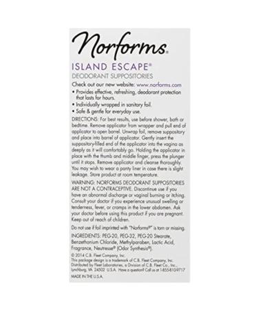Norforms Island Escape 12-Count Feminine Deodorant Suppositories - Buy Online on GoSupps.com