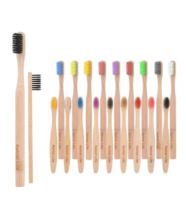 Apical Life Bamboo Toothbrush for Adult and Kids Biodegradable Eco-Friendly Natural Organic Bamboo Charcoal Toothbrushes BPA Free Medium Soft Bristles family 20 Count - Buy Online on GoSupps.com