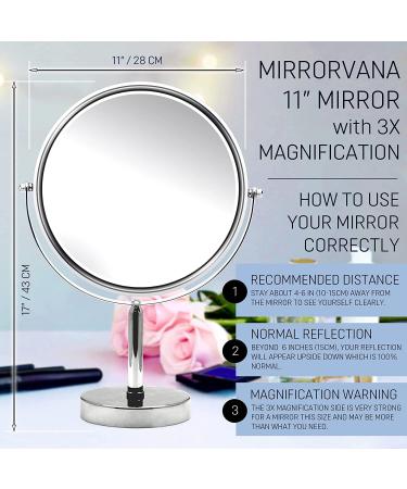 XXLarge 3X Weak Magnifying Mirror with Stand for Desk and Table - Double Sided 3X/1X Magnification - 17 Tall, 11 Wide - Perfect for Retail Stores and Makeup Vanity - Buy Online on GoSupps.com