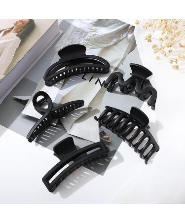 5PCS Large Claw Hair Clips for Thick Hair | Matte Black Big Banana Hair Clips for Women - Non-slip Strong Hold - Buy Online on GoSupps.com