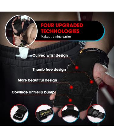 MANUEKLEAR Leather Weightlifting Wrist Straps - Black | Cushioned Wrist Loop for Deadlifts, Powerlifting, Heavy Shrugs | Men/Women - Buy Online on GoSupps.com