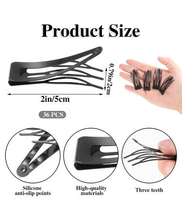 36 Pcs Double Grip Black Hair Barrettes | Nonslip Snap Hair Clips for Women & Girls - Salon Quality Metal Hair Accessories - Buy Online on GoSupps.com