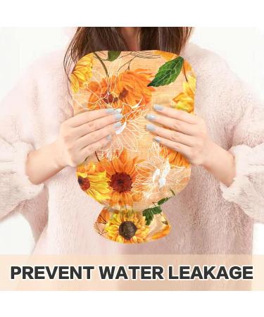 Large BPA-Free Heat Bottle with Watercolor Sunflowers | 2L Hot Water Bag for Pain Relief & Cold Therapy - Buy Online on GoSupps.com