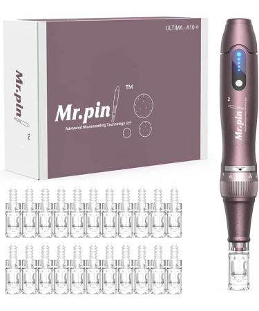 Original Derma Pen Mr.Pin A10 Plus - Wireless with 20 Pieces Replacement Cartridges Different Sizes - Skin and Hair Care
