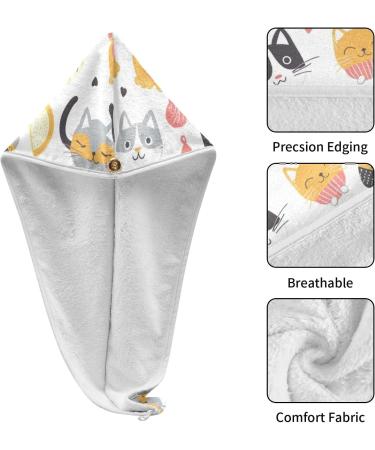 Small Lovely Cats Hair Towel 2 Pack - Super Absorbent Quick Dry Hair Turbans for Women & Girls - Buy Online on GoSupps.com