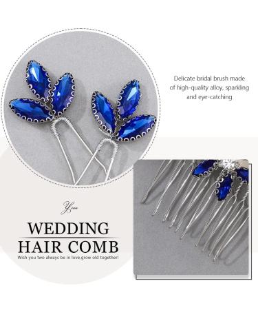 Yean Baroque Bridal Hair Pins Set - Silver Rhinestones Wedding Hair Comb - Something Blue Hair Piece for Women and Girls (3 Pcs) - Buy Online on GoSupps.com