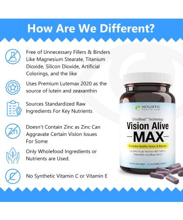 Vision Alive Max - 8 Natural Ingredients Lutemax 2020, Bilberries, Blueberries, C3G from Black Currant, Maqui Berry, Saffron, and Astaxanthin - 30 Count (Pack of 3) - Buy Online on GoSupps.com