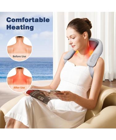 Knqze 4D Neck Massage Device with Heat - Wireless Shiatsu Pillows for Pain Relief | Expert Knet Massage for Neck Shoulder & Legs - KN6 Gray - Buy Online on GoSupps.com