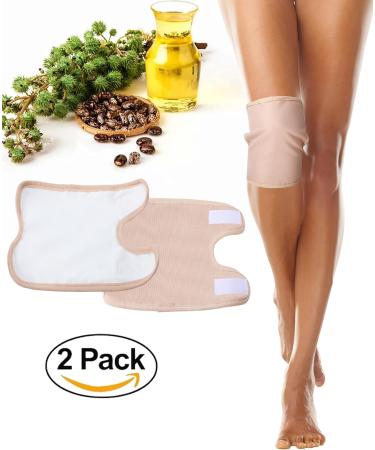 Buy SUNAI Adjustable Organic Castor Oil Pack Wrap - Reusable 2 Pack for Knee Calf Arm | Less Mess Anti Oil Leak - Khaki - Buy Online on GoSupps.com