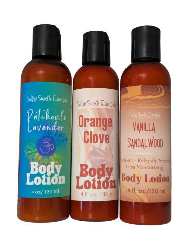 SultrySmooth Essentials Autumn Equinox Moisturizer Collection - Patchouli Lavender Orange Clove Vanilla Sandalwood (3 pack) made with Essential Oils (4 oz/113 g)